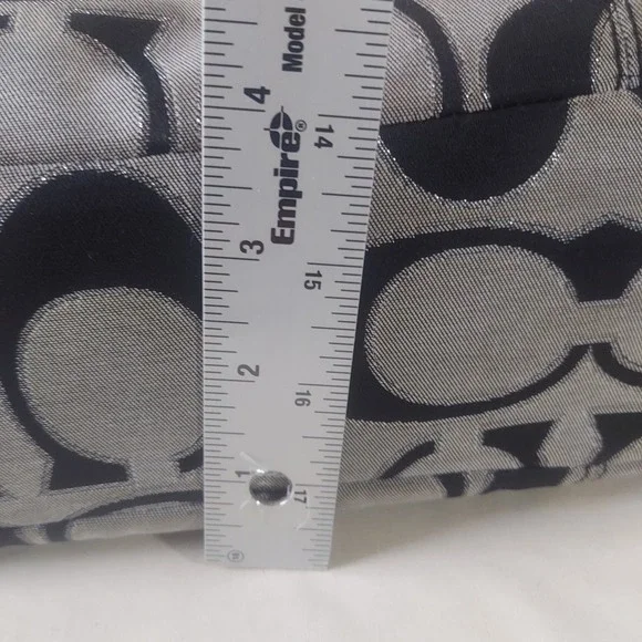 Coach Signature Taylor Tote Bag Black Silver Jacquard Leather F23940 Read! - Picture 6 of 10